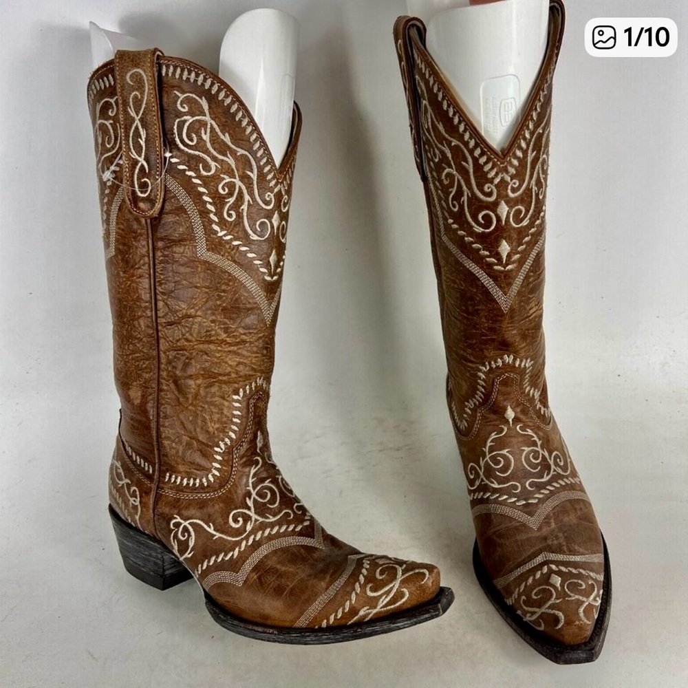 Old Gringo Western Boots Women's 6 Brown Leather Snip Toe Embroidered Cowboy